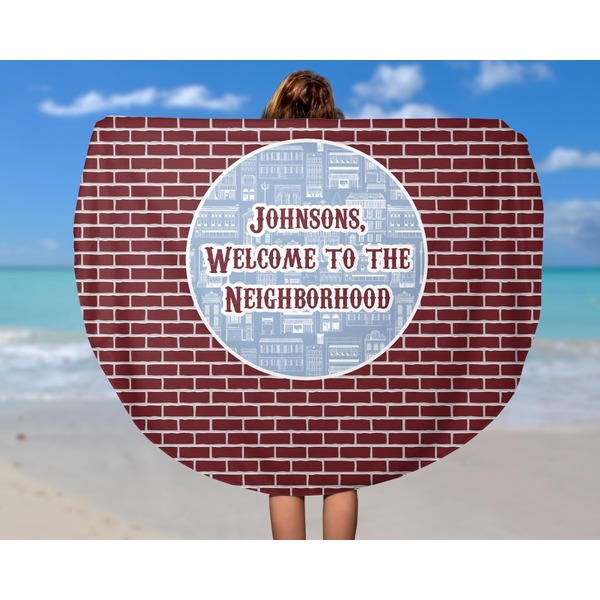 Housewarming Round Beach Towel - In Use