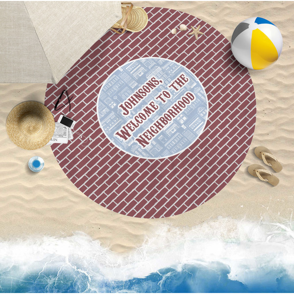 Housewarming Round Beach Towel Lifestyle