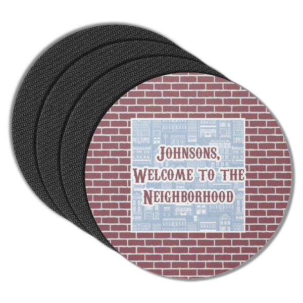 Custom Housewarming Round Rubber Backed Coasters - Set of 4 (Personalized)