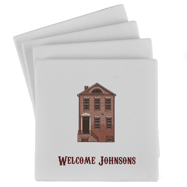 Custom Housewarming Absorbent Stone Coasters - Set of 4 (Personalized)