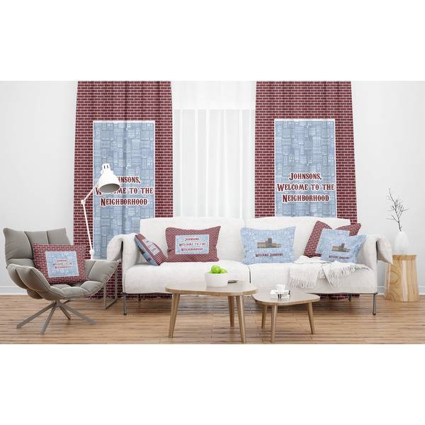 Housewarming Sheer and Custom Curtains in Room with Matching Pillows