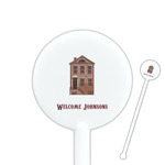 Housewarming 5.5" Round Plastic Stir Sticks - White - Single Sided (Personalized)