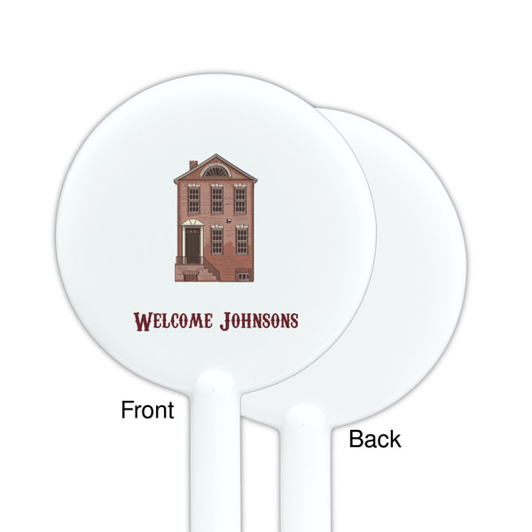 Housewarming White Plastic 5.5" Stir Stick - Single Sided - Round - Front & Back