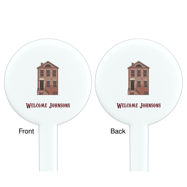 Housewarming White Plastic 7" Stir Stick - Double Sided - Round - Front & Back