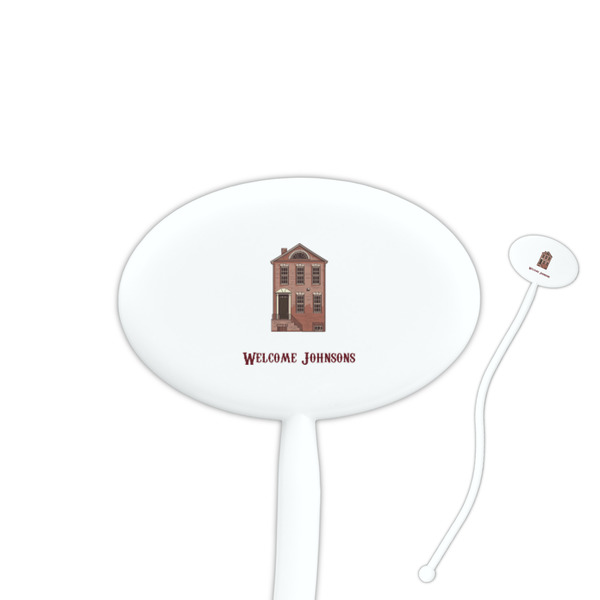 Custom Housewarming 7" Oval Plastic Stir Sticks - White - Single Sided (Personalized)