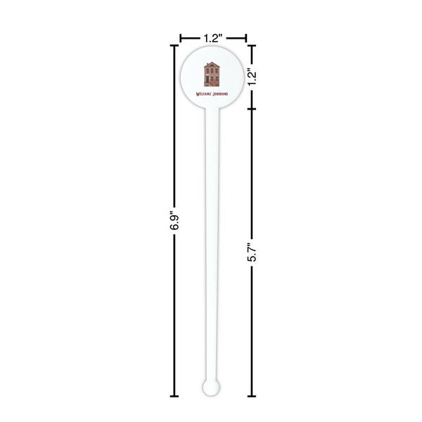 Housewarming White Plastic 7" Stir Stick - Round - Dimensions