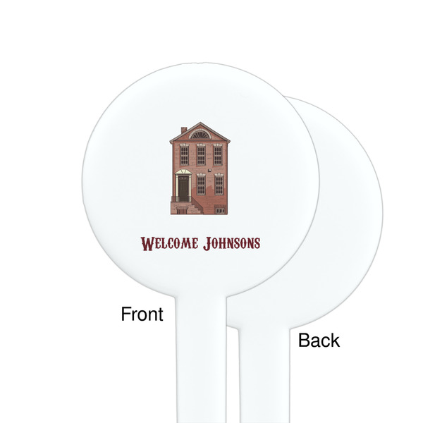 Housewarming White Plastic 7" Stir Stick - Single Sided - Round - Front & Back