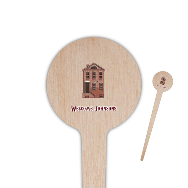 Custom Housewarming 4" Round Wooden Food Picks - Double Sided (Personalized)