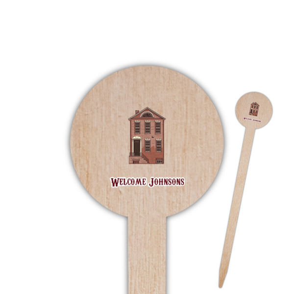 Custom Housewarming Round Wooden Food Picks (Personalized)