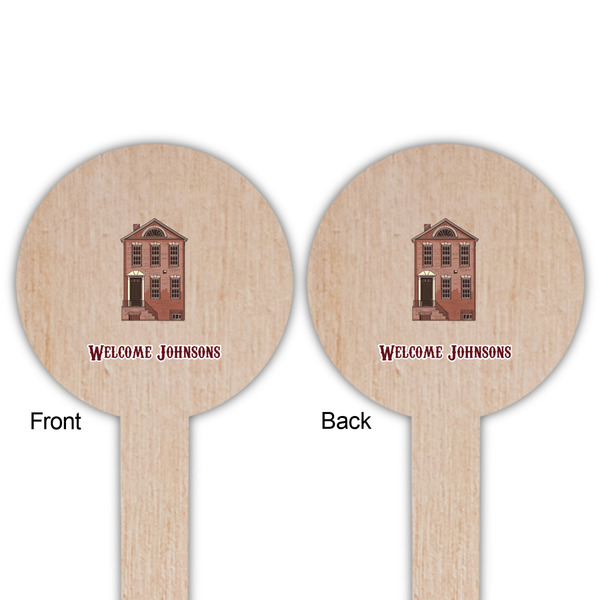 Housewarming Wooden 6" Food Pick - Round - Double Sided - Front & Back
