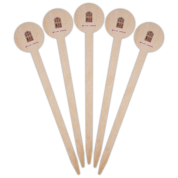 Housewarming Wooden 6" Food Pick - Round - Fan View