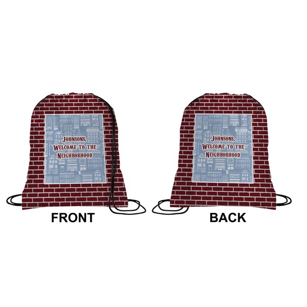Welcome To The Neighborhood Drawstring Backpack Front & Back Medium
