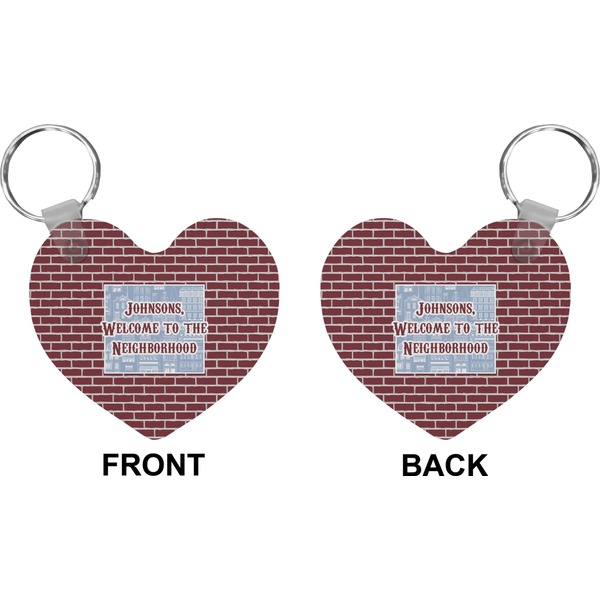 Welcome To The Neighborhood Heart Keychain (Front + Back)