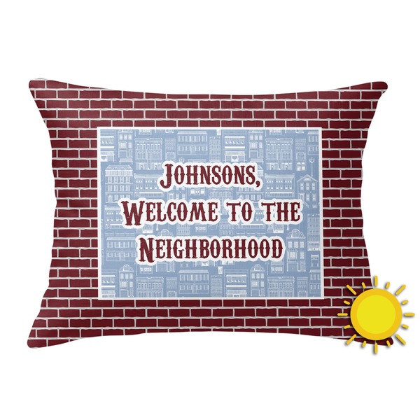 Custom Housewarming Outdoor Throw Pillow (Rectangular) (Personalized)