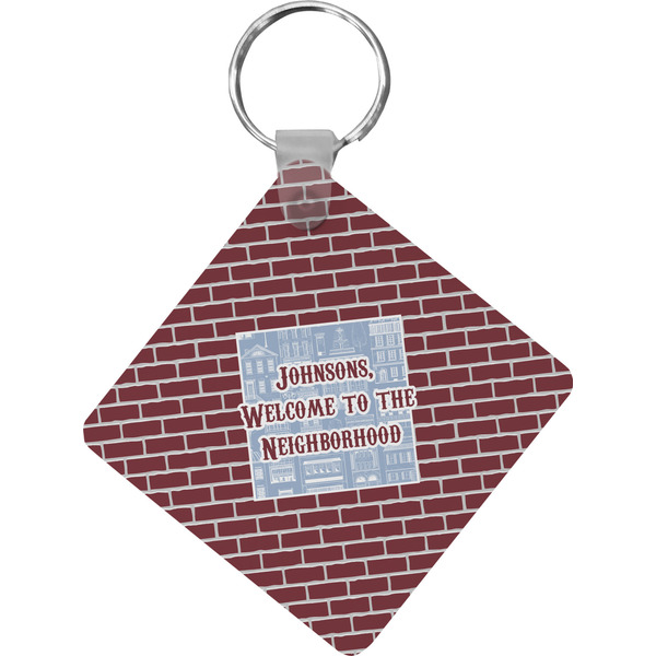 Custom Housewarming Diamond Plastic Keychain w/ Name or Text