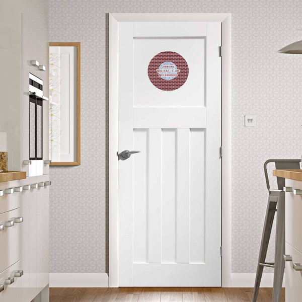 Welcome To The Neighborhood Round Wall Decal on Door