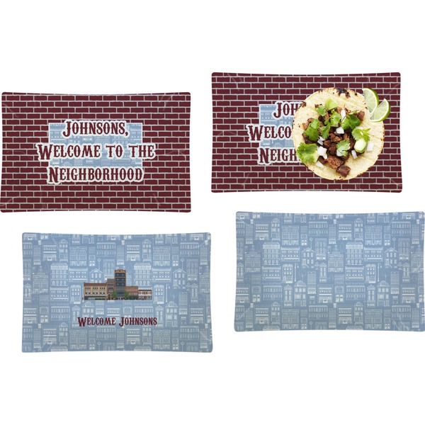 Custom Housewarming Set of 4 Glass Rectangular Lunch / Dinner Plate (Personalized)
