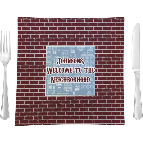 Custom Housewarming Glass Square Lunch / Dinner Plate 9.5" (Personalized)