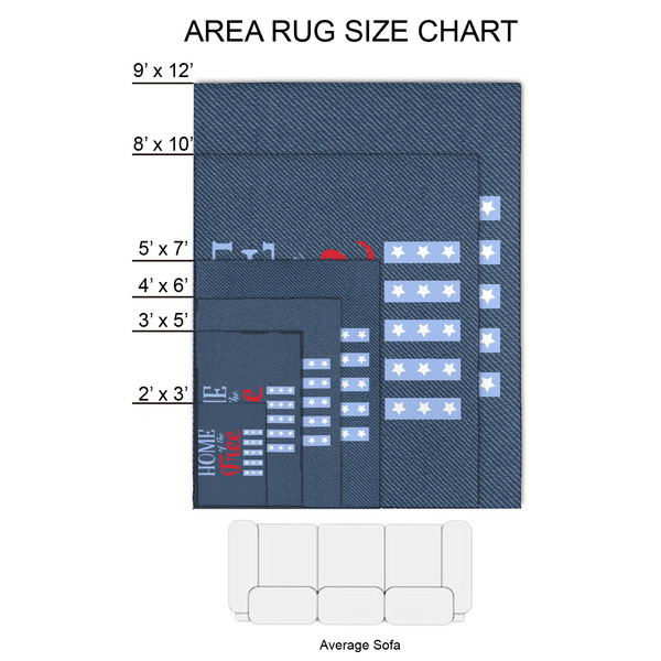 American Quotes 2'x3' Indoor Area Rugs - Size Chart