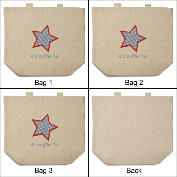 American Quotes 3 Reusable Cotton Grocery Bags - Front & Back View