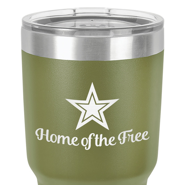 American Quotes 30 oz Stainless Steel Ringneck Tumbler - Olive - Close Up