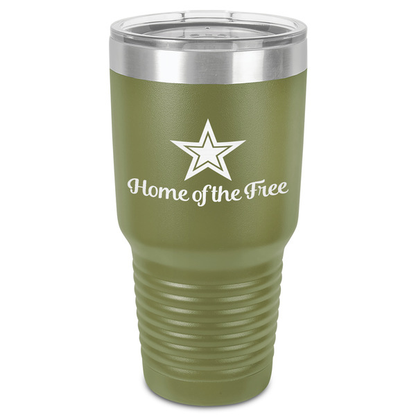 American Quotes 30 oz Stainless Steel Ringneck Tumbler - Olive - Front