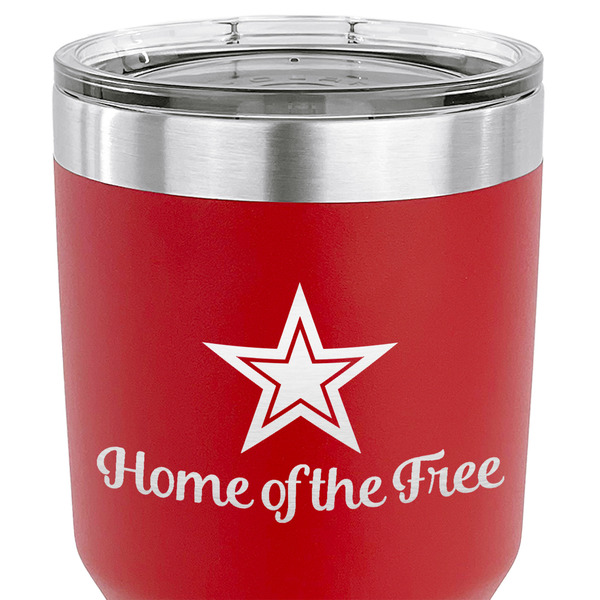American Quotes 30 oz Stainless Steel Ringneck Tumbler - Red - CLOSE UP