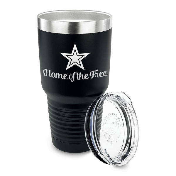 American Quotes 30 oz Stainless Steel Ringneck Tumblers - Black - LID OFF