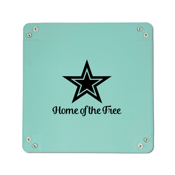 American Quotes 6" x 6" Teal Leatherette Snap Up Tray - APPROVAL