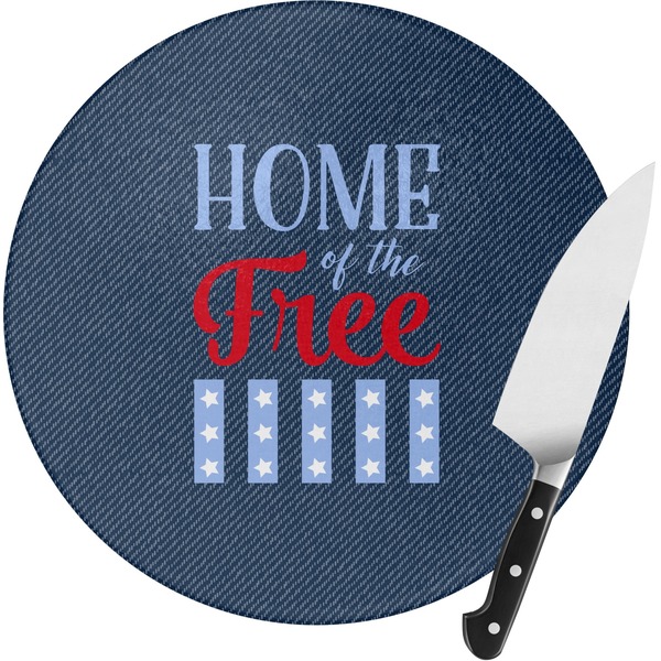 Custom American Quotes Round Glass Cutting Board - Small