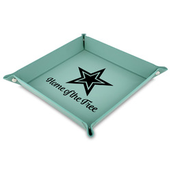 American Quotes 9" x 9" Teal Faux Leather Valet Tray
