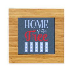 American Quotes Bamboo Trivet with Ceramic Tile Insert