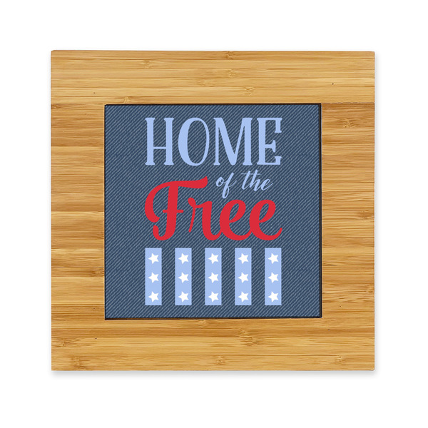 Custom American Quotes Bamboo Trivet with Ceramic Tile Insert
