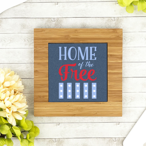 American Quotes Bamboo Trivet with 6" Tile - LIFESTYLE