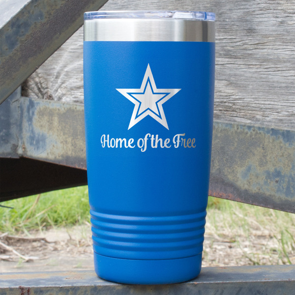 Custom American Quotes 20 oz Stainless Steel Tumbler - Royal Blue - Single Sided