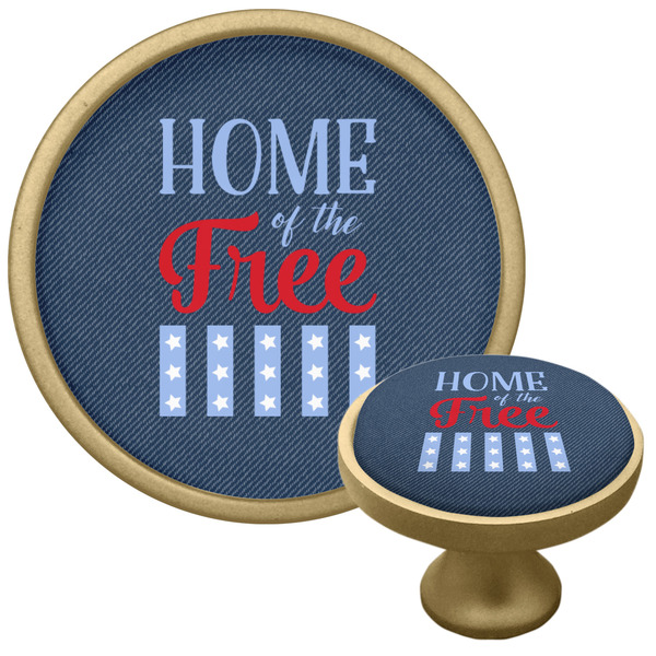 American Quotes Cabinet Knob - Gold - Multi Angle