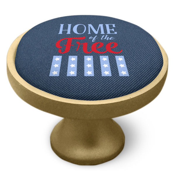 American Quotes Cabinet Knob - Gold - Side