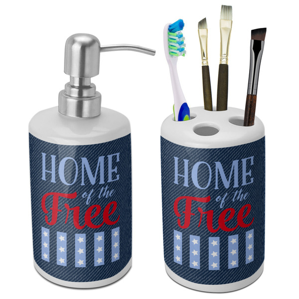 Custom American Quotes Ceramic Bathroom Accessories Set