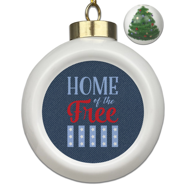 Custom American Quotes Ceramic Ball Ornament - Christmas Tree