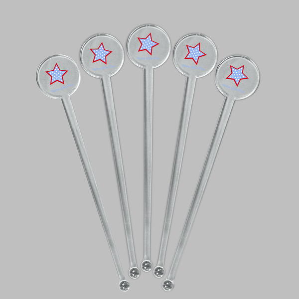 American Quotes Clear Plastic 7" Stir Stick - Round - Fan View