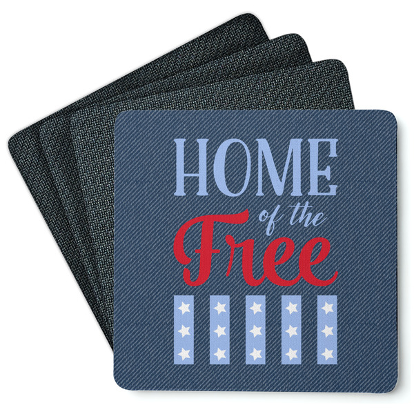 Custom American Quotes Square Rubber Backed Coasters - Set of 4