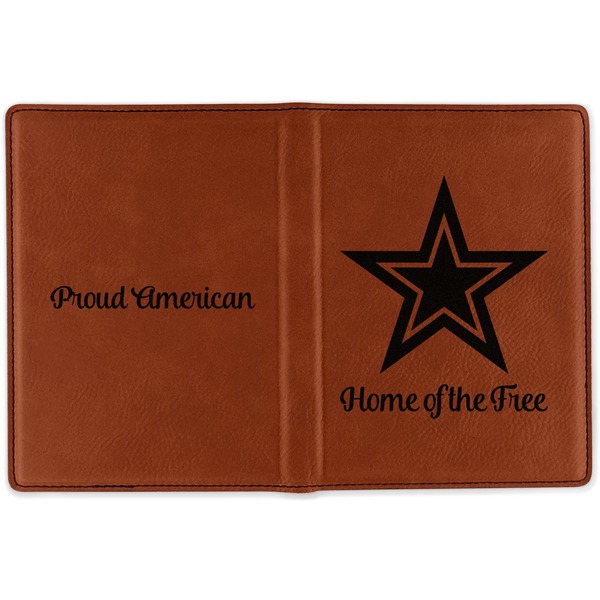 American Quotes Cognac Leather Passport Holder Outside Double Sided - Apvl