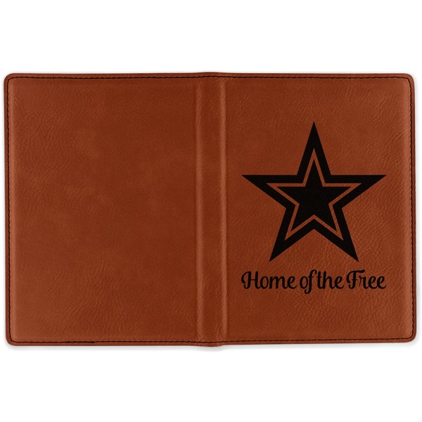 American Quotes Cognac Leather Passport Holder Outside Single Sided - Apvl