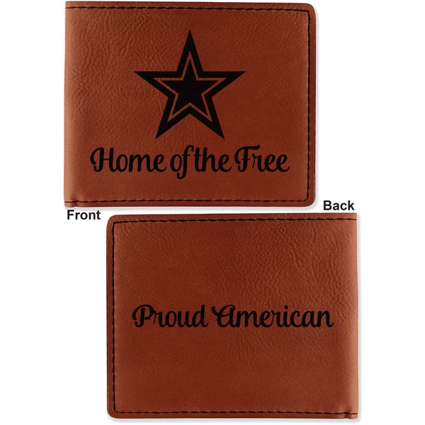 American Quotes Cognac Leatherette Bifold Wallets - Front and Back