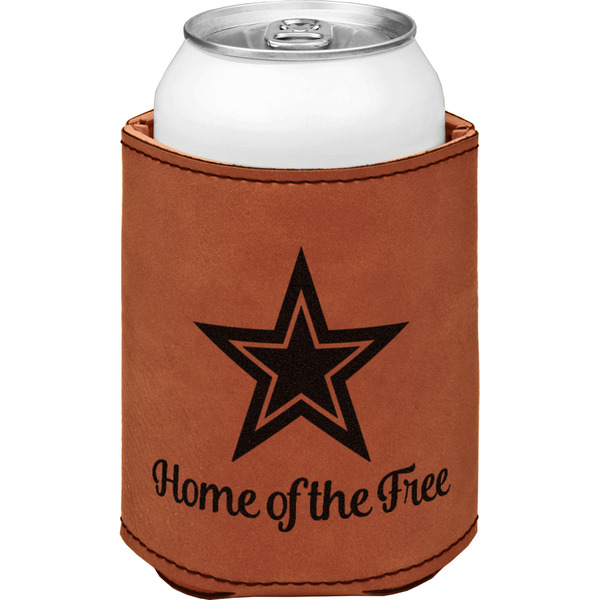 American Quotes Cognac Leatherette Can Sleeve - Single Front