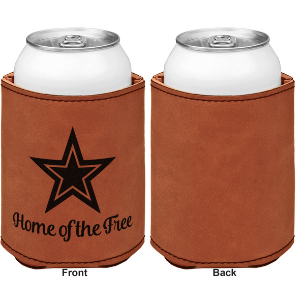American Quotes Cognac Leatherette Can Sleeve - Single Sided Front and Back