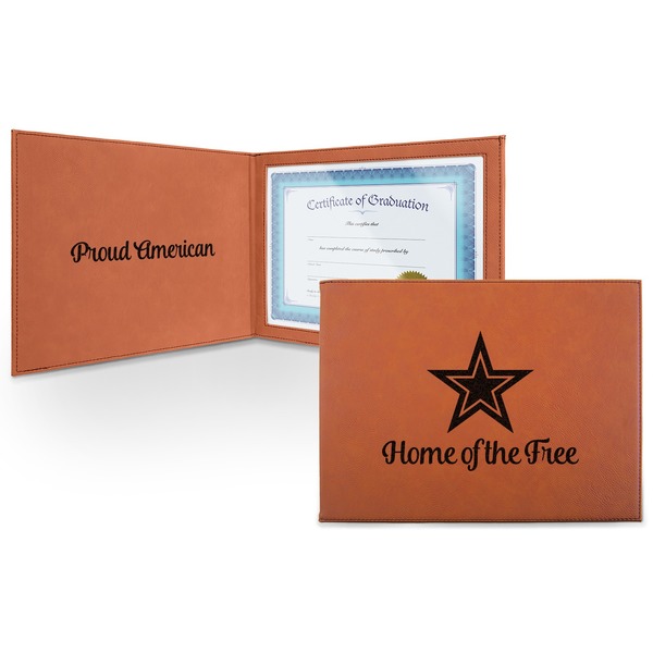 Custom American Quotes Leatherette Certificate Holder (Personalized)