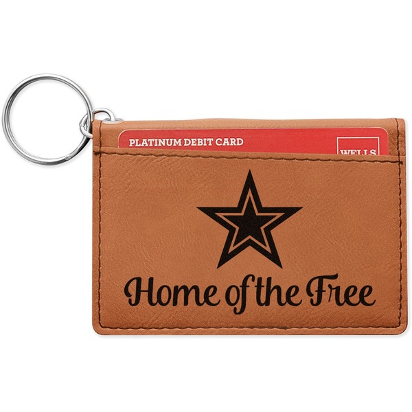 Custom American Quotes Leatherette Keychain ID Holder - Double Sided (Personalized)