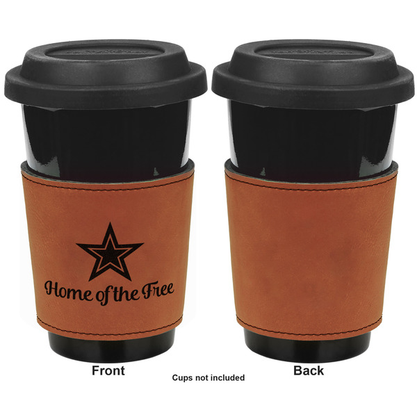 American Quotes Cognac Leatherette Mug Sleeve - Single Sided Apvl