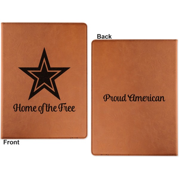 American Quotes Cognac Leatherette Portfolios with Notepad - Large - Double Sided - Apvl